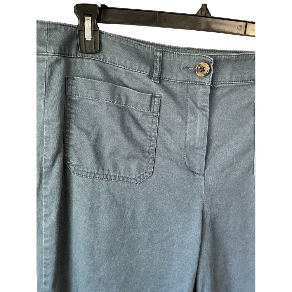 Loft Outlet High Rise Slim Wide Leg Pants Blue Teal Patch Pocket Size 14 - Picture 5 of 11